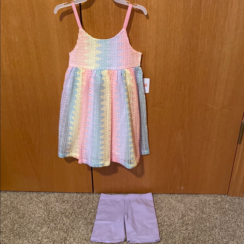 Pastel Rainbow Dress With Lavender Bike Shorts